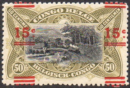 Belgian Congo Belge 50c Mols train on bridge